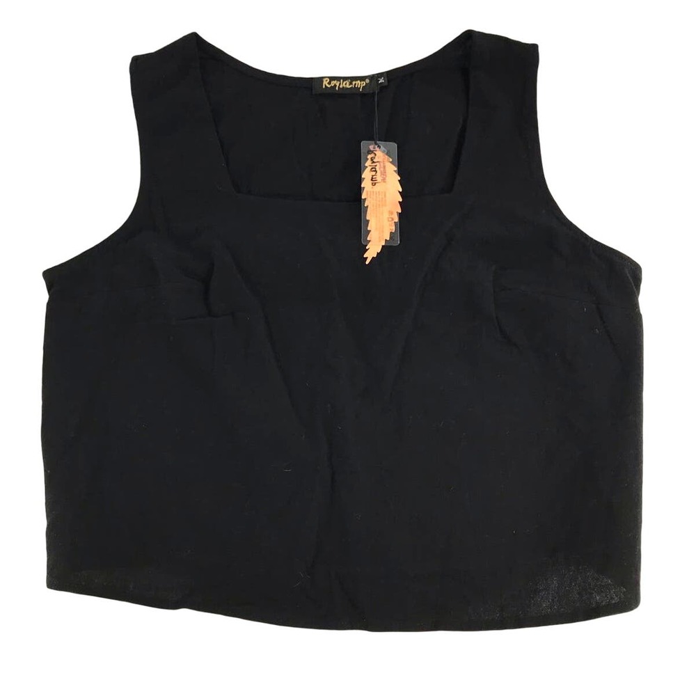 Roylamp Sleeveless Black Tank Crop Top Size Medium NWT